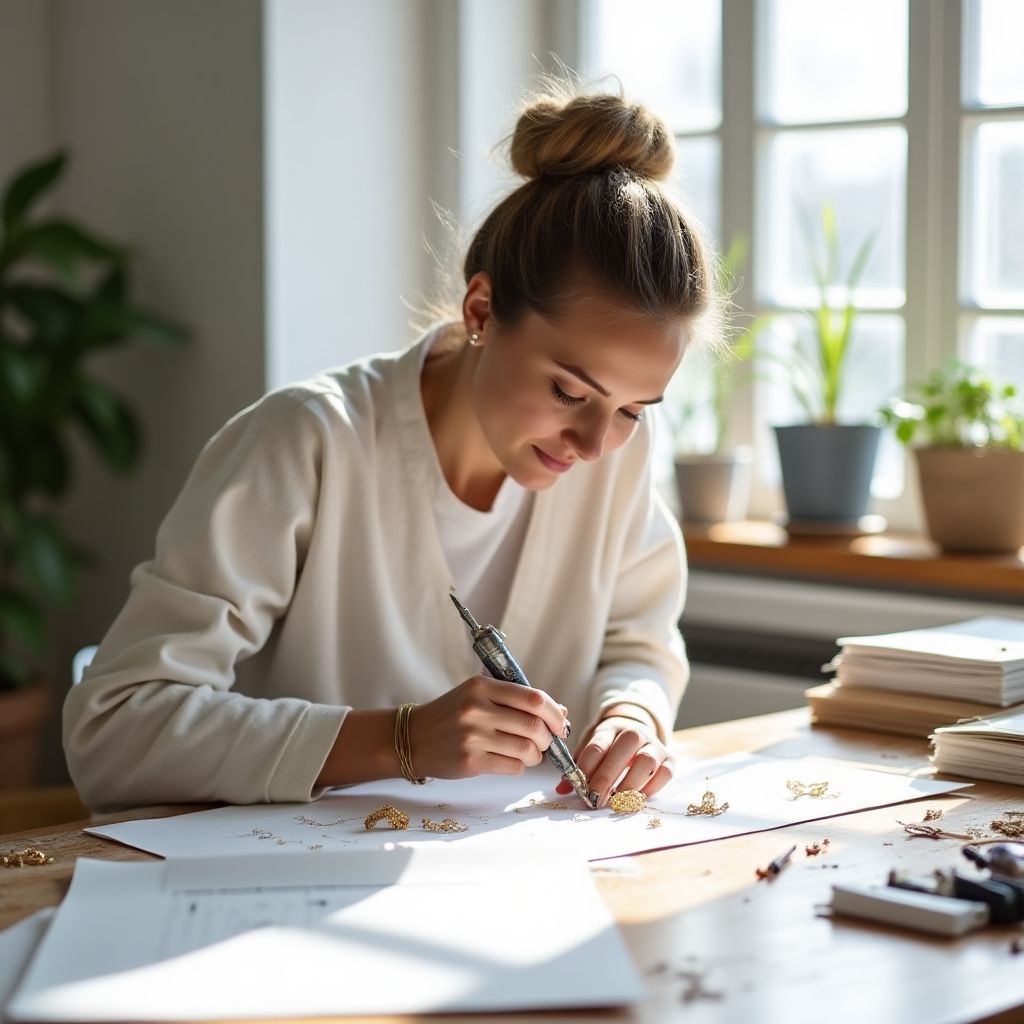 Founder Emma Clarke working in her Melbourne studio