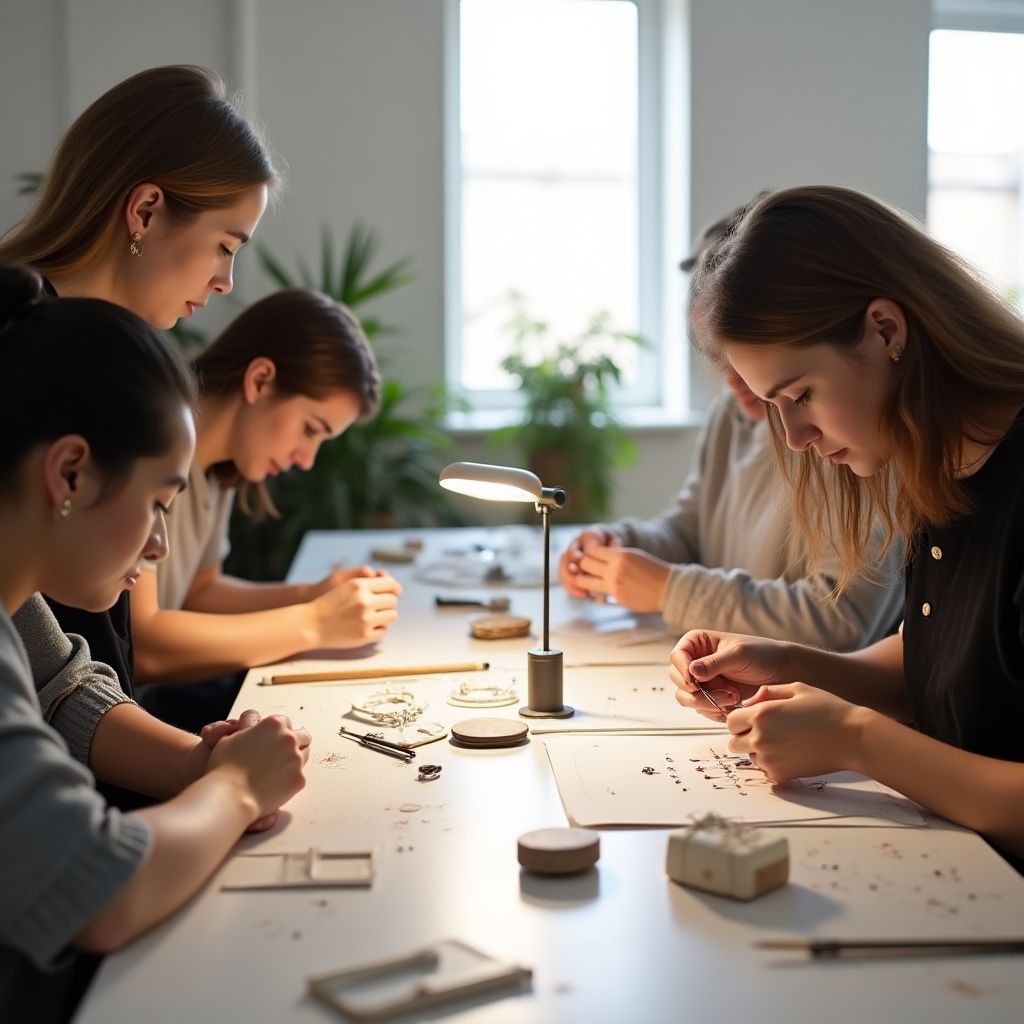 Jewelry making workshop with participants